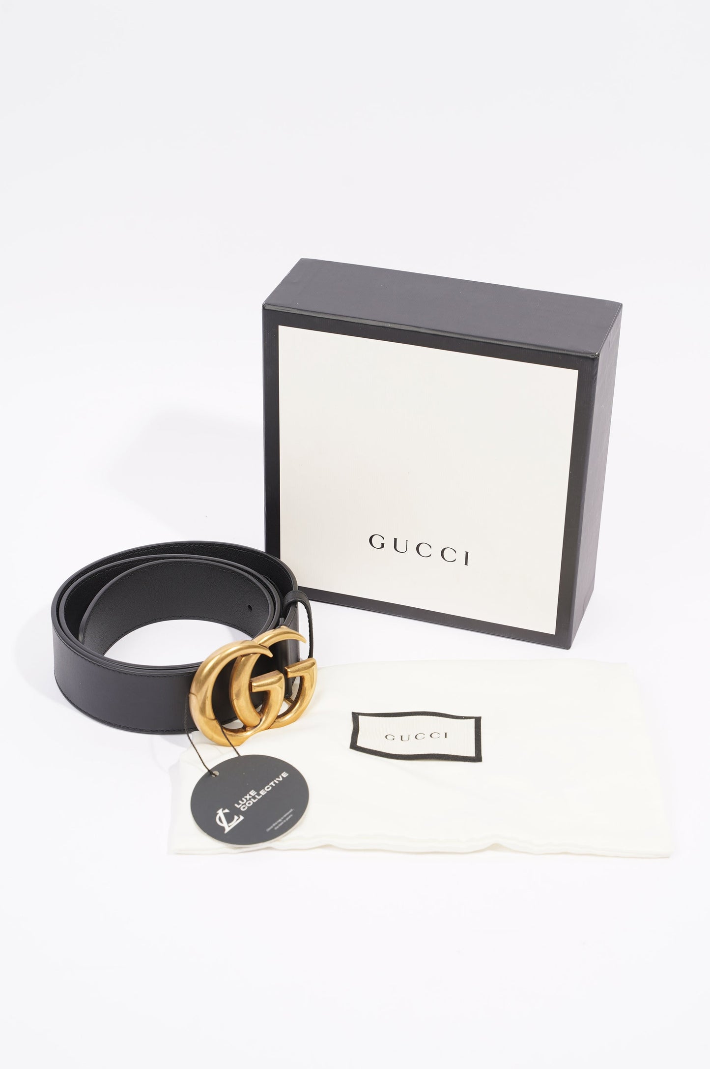 Gucci Womens Marmont Belt Black / Gold 85-34