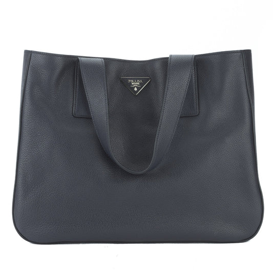 Prada Black Leather Vitello Diano Medium Open Wide Strap Tote Bag (New with Tags)