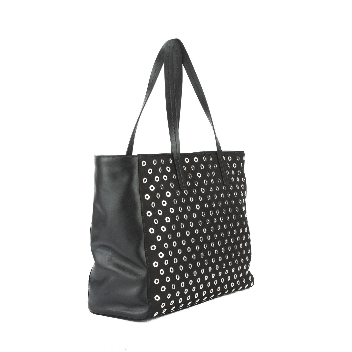 Prada Black Nylon and Leather Tessuto Grommets Tote Bag  (New with Tags)