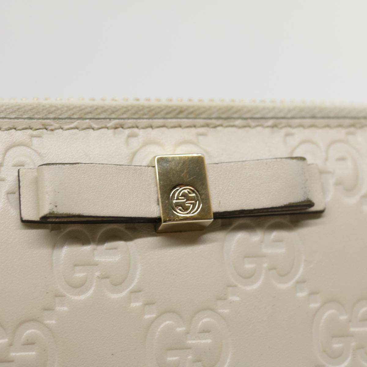 GUCCI GG Canvas ssima Long Wallet White Auth 30393