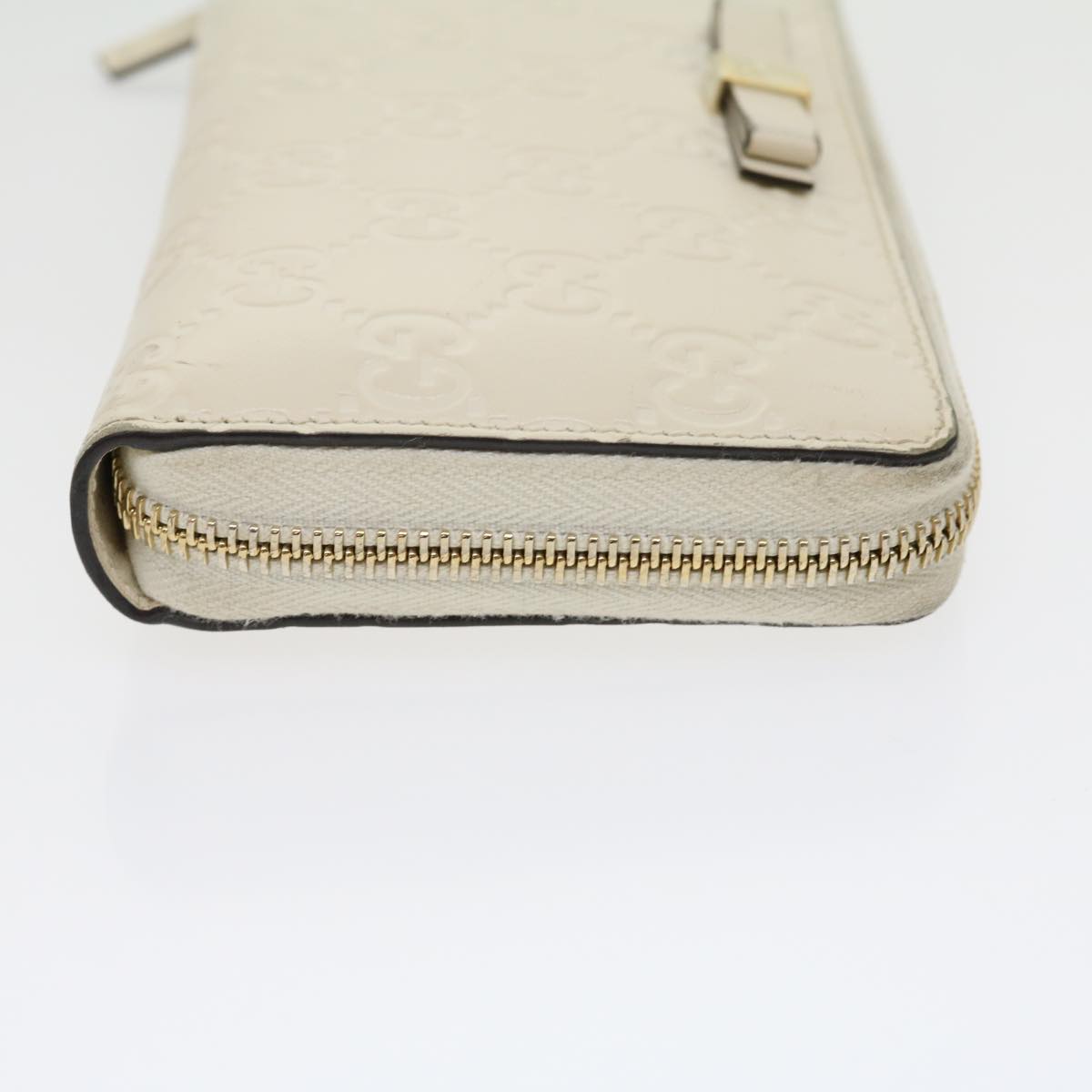 GUCCI GG Canvas ssima Long Wallet White Auth 30393