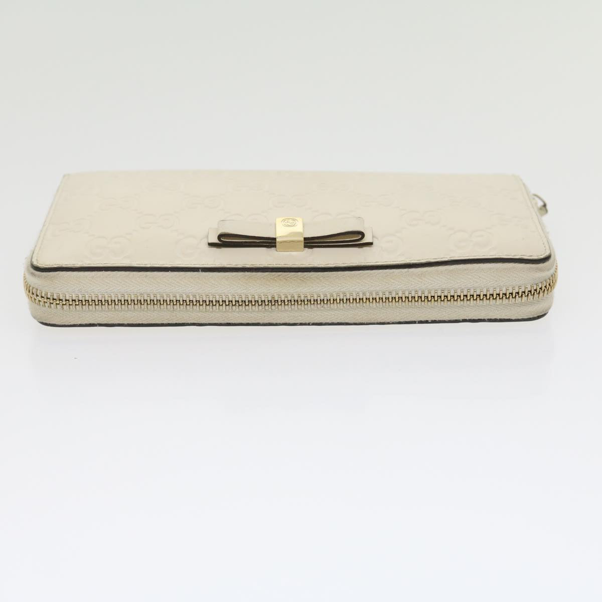 GUCCI GG Canvas ssima Long Wallet White Auth 30393