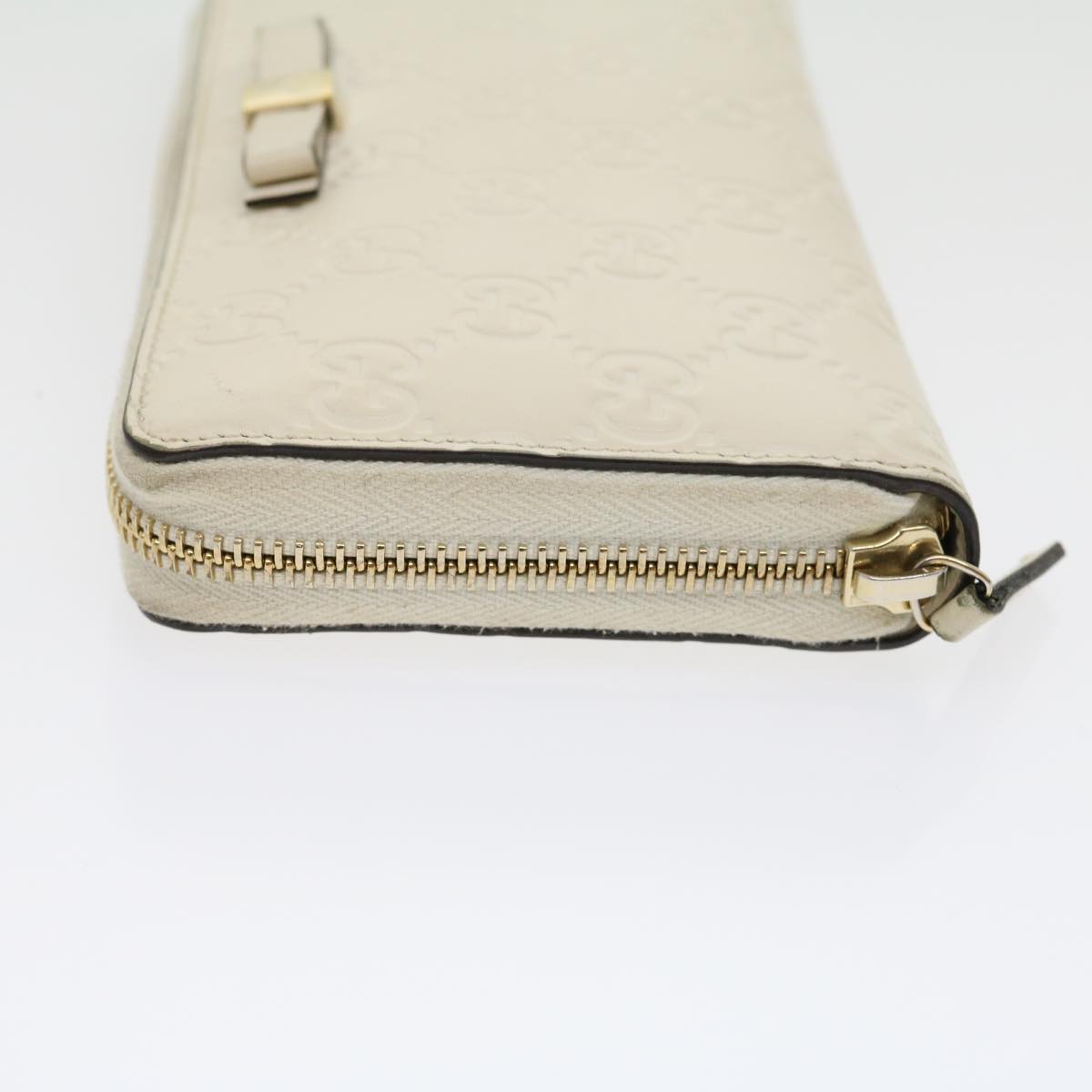 GUCCI GG Canvas ssima Long Wallet White Auth 30393