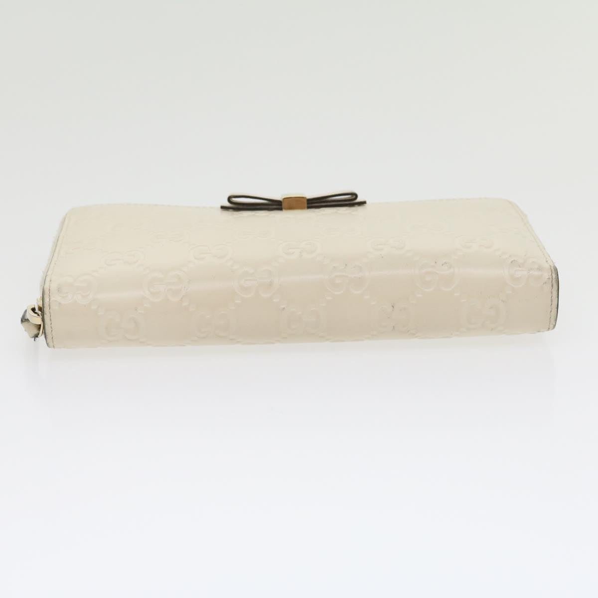 GUCCI GG Canvas ssima Long Wallet White Auth 30393