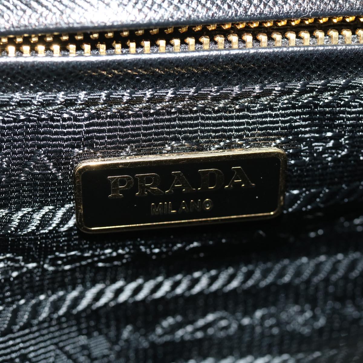 PRADA Chain Shoulder Bag Nylon Black Gold  30469A