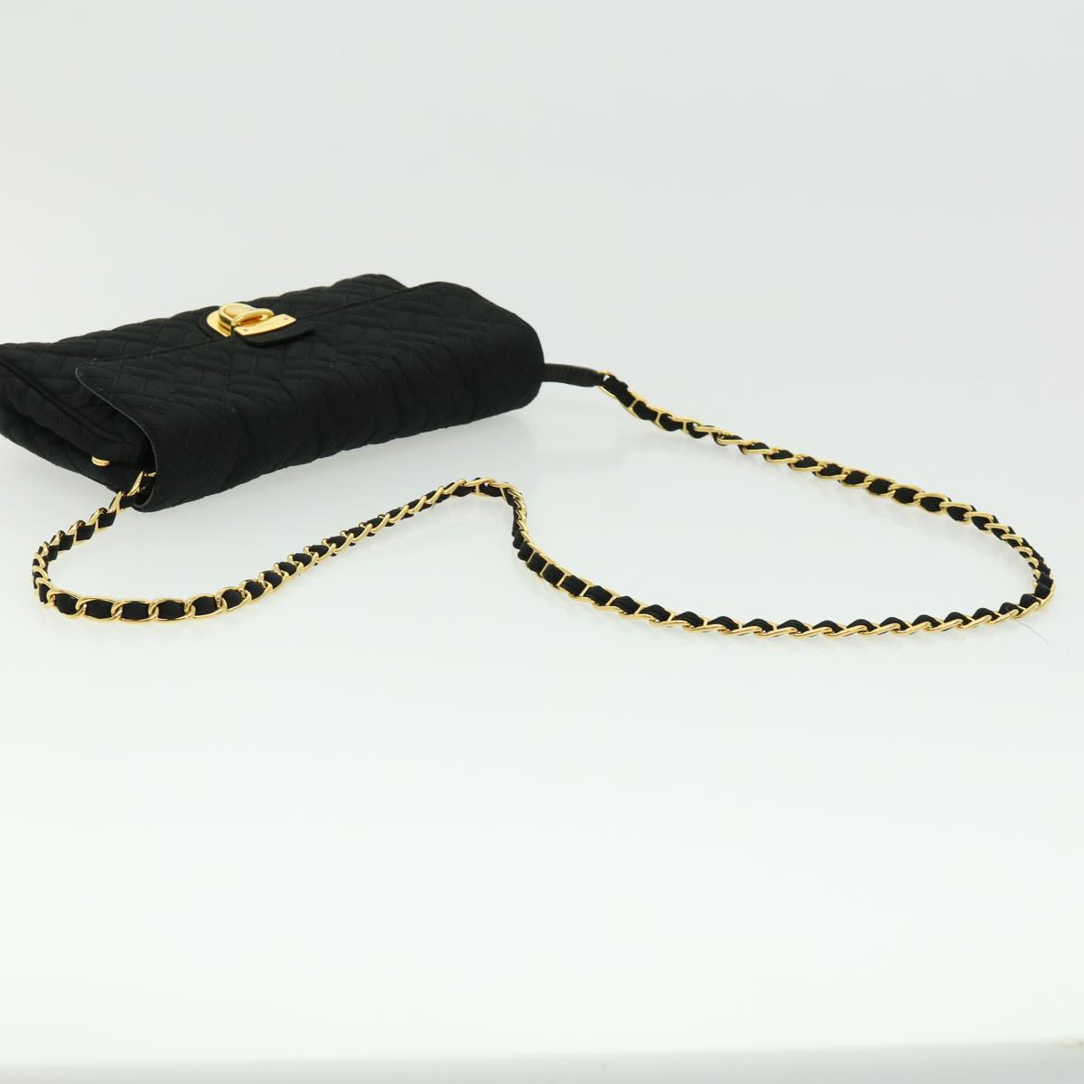 PRADA Chain Shoulder Bag Nylon Black Gold  30469A