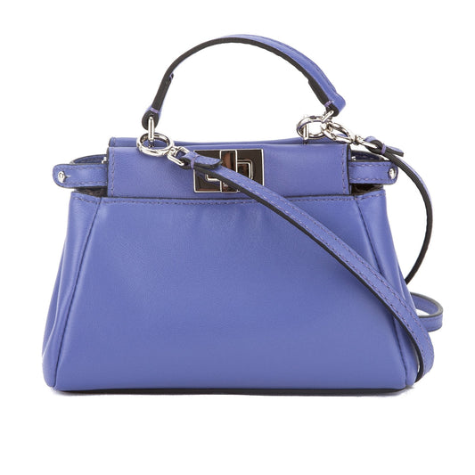 Fendi Blue Leather Micro Peekaboo Bag  (New with Tags)