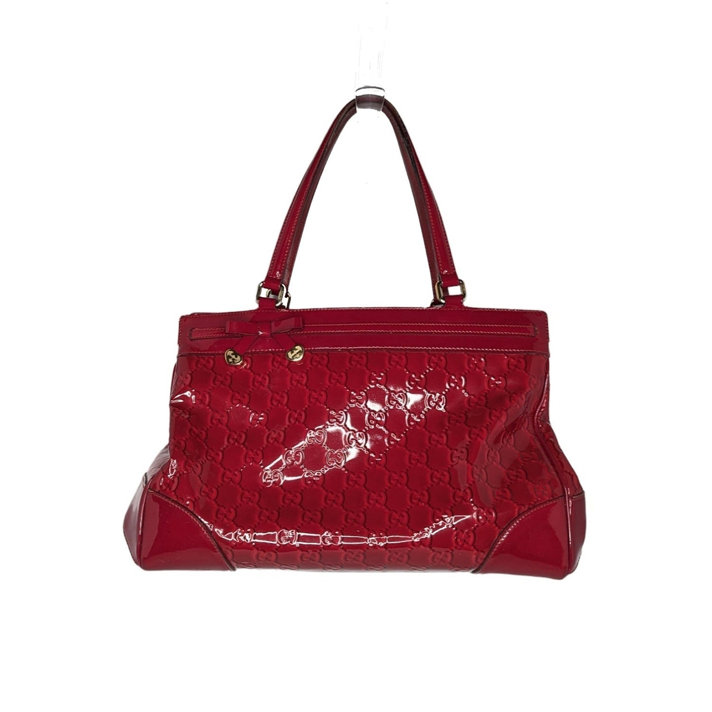 Gucci Patent Guccissima Medium Mayfair Tote Red