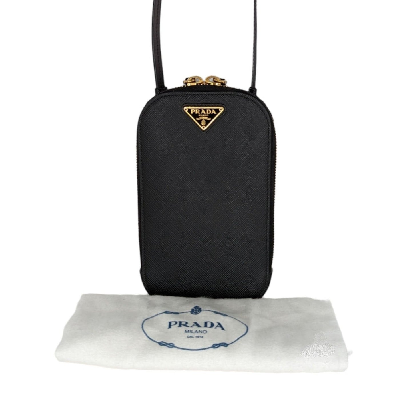 Prada Black Saffiano Phone Crossbody Vertical Mini Bag