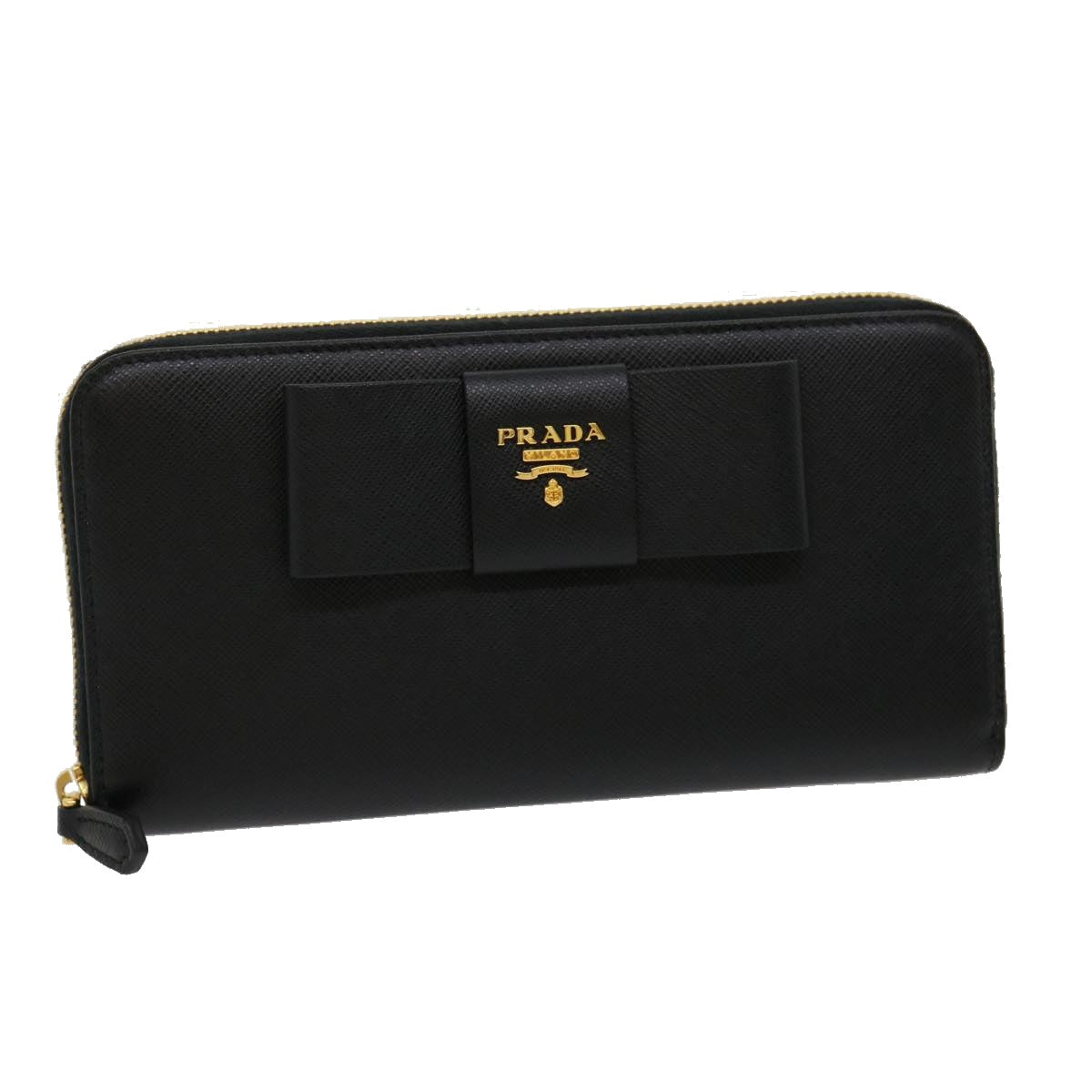 PRADA Ribbon Long Wallet Safiano Leather Black  31055A