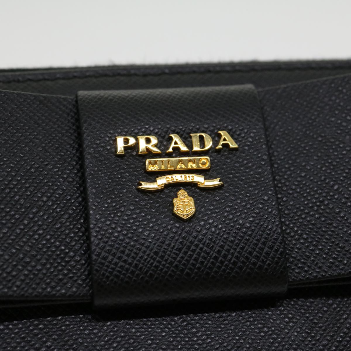 PRADA Ribbon Long Wallet Safiano Leather Black  31055A