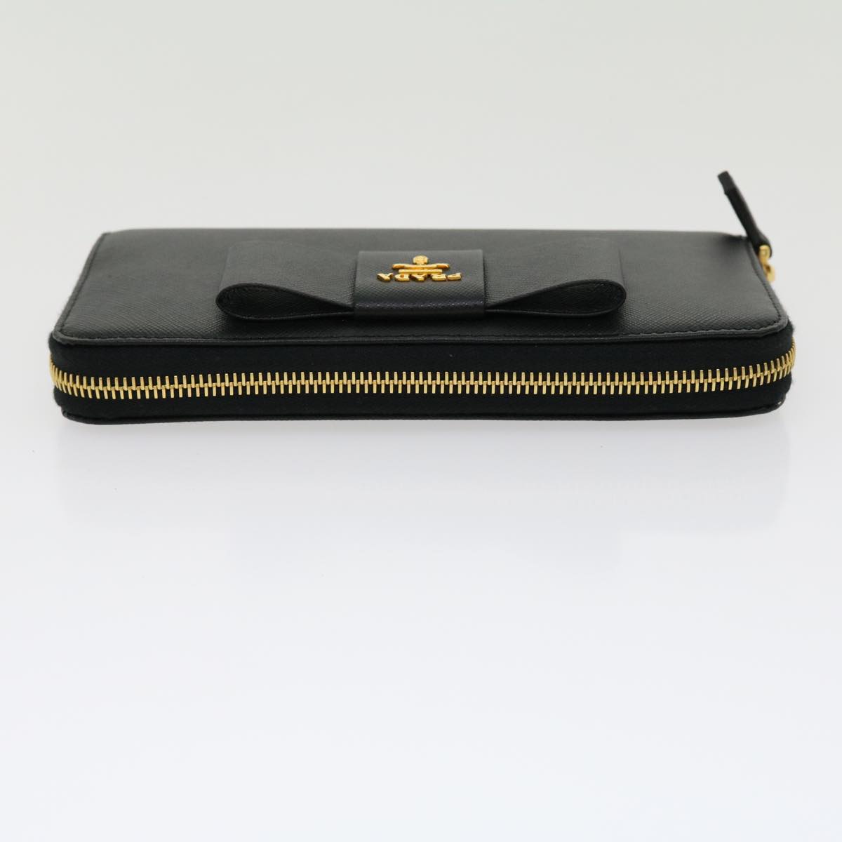 PRADA Ribbon Long Wallet Safiano Leather Black  31055A