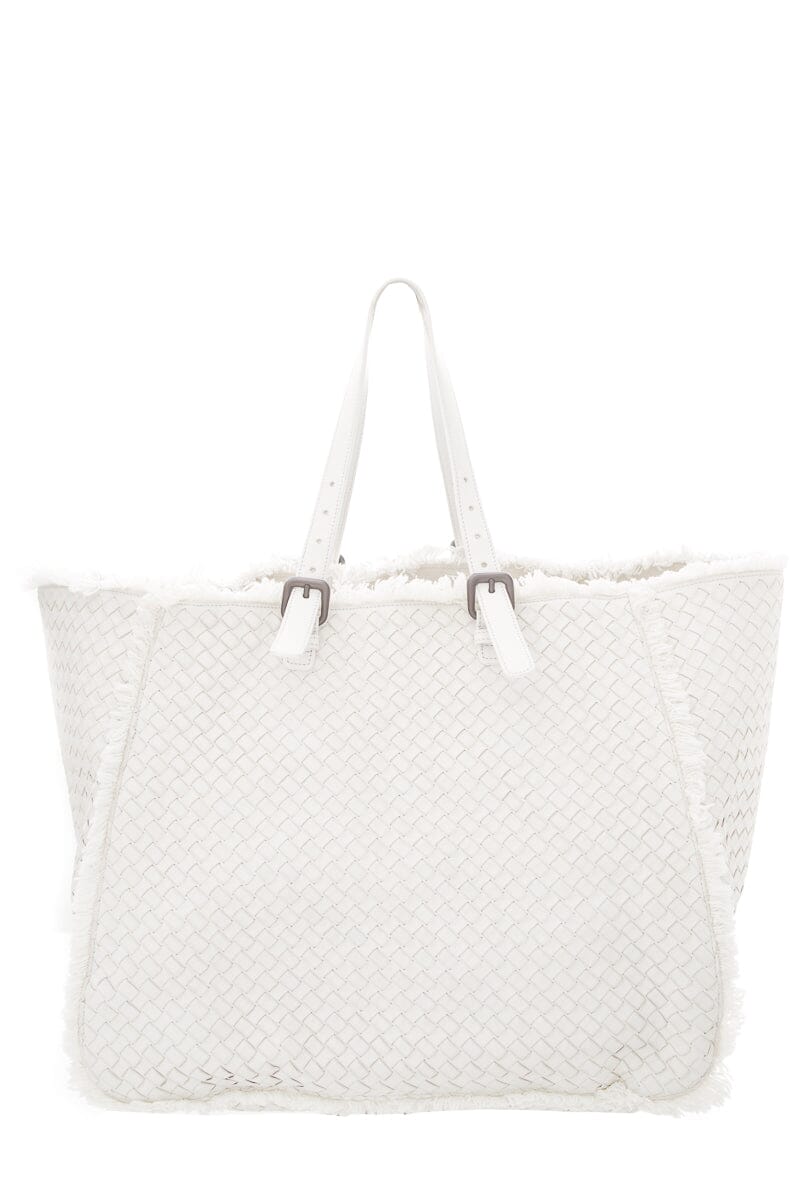 Bottega Veneta White Intrecciato Fringe Tote