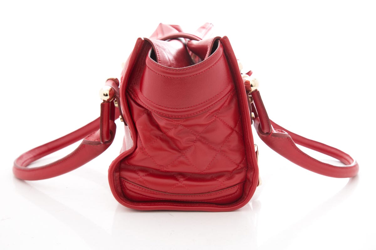 BBR Red Leather Manor Quilted Tote