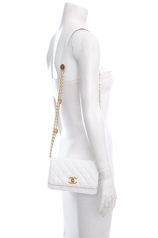 Chanel 2020-21 White Caviar Flap Cross-Body