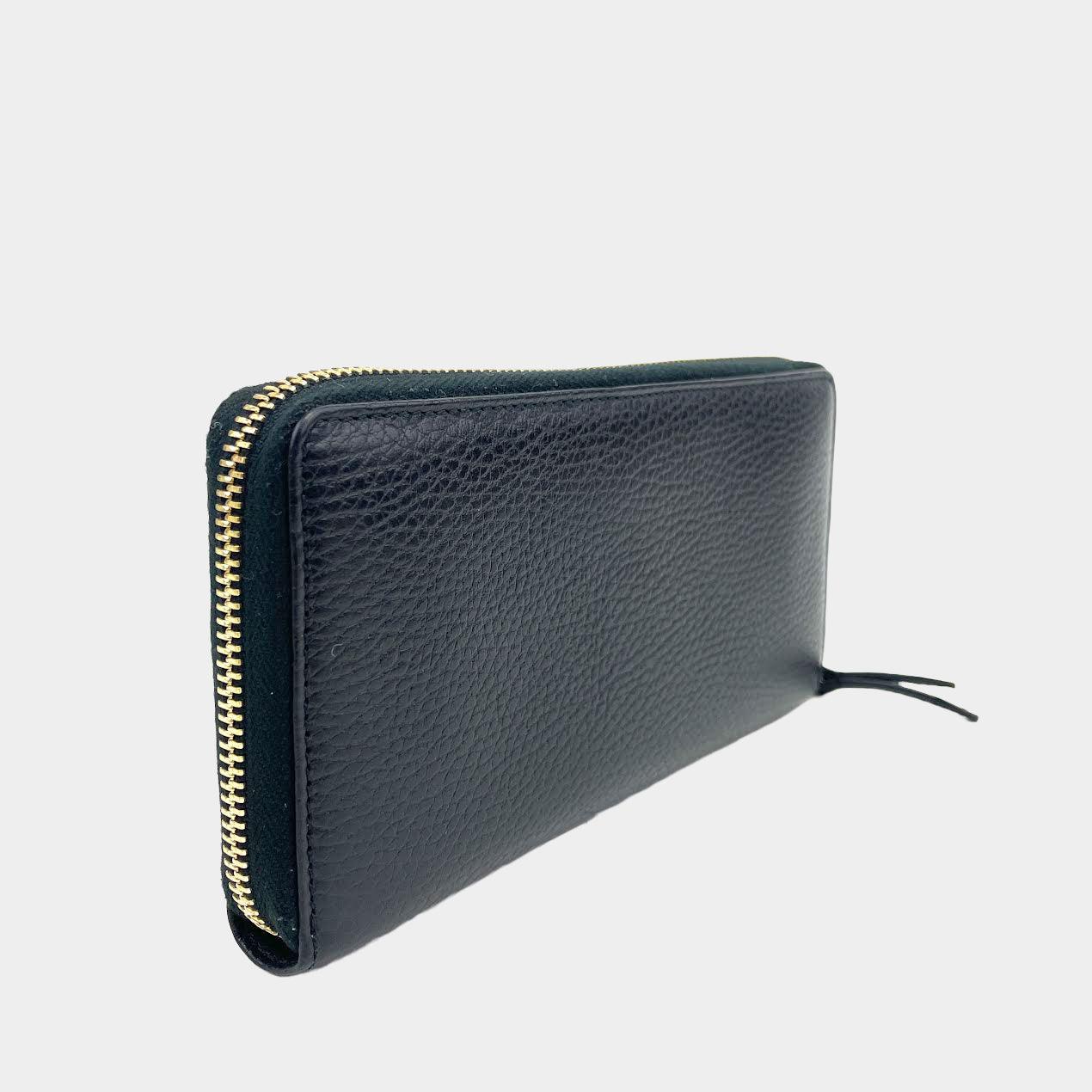 GUCCI GG Zip-Around Leather Wallet - Black