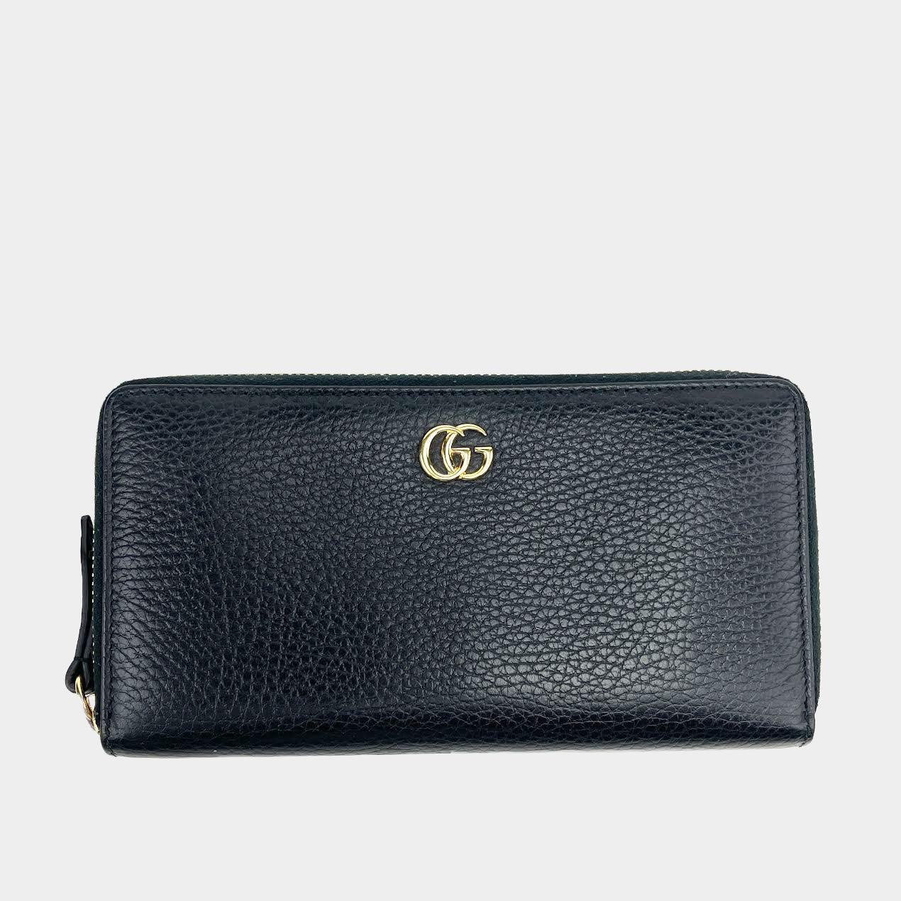 GUCCI GG Zip-Around Leather Wallet - Black