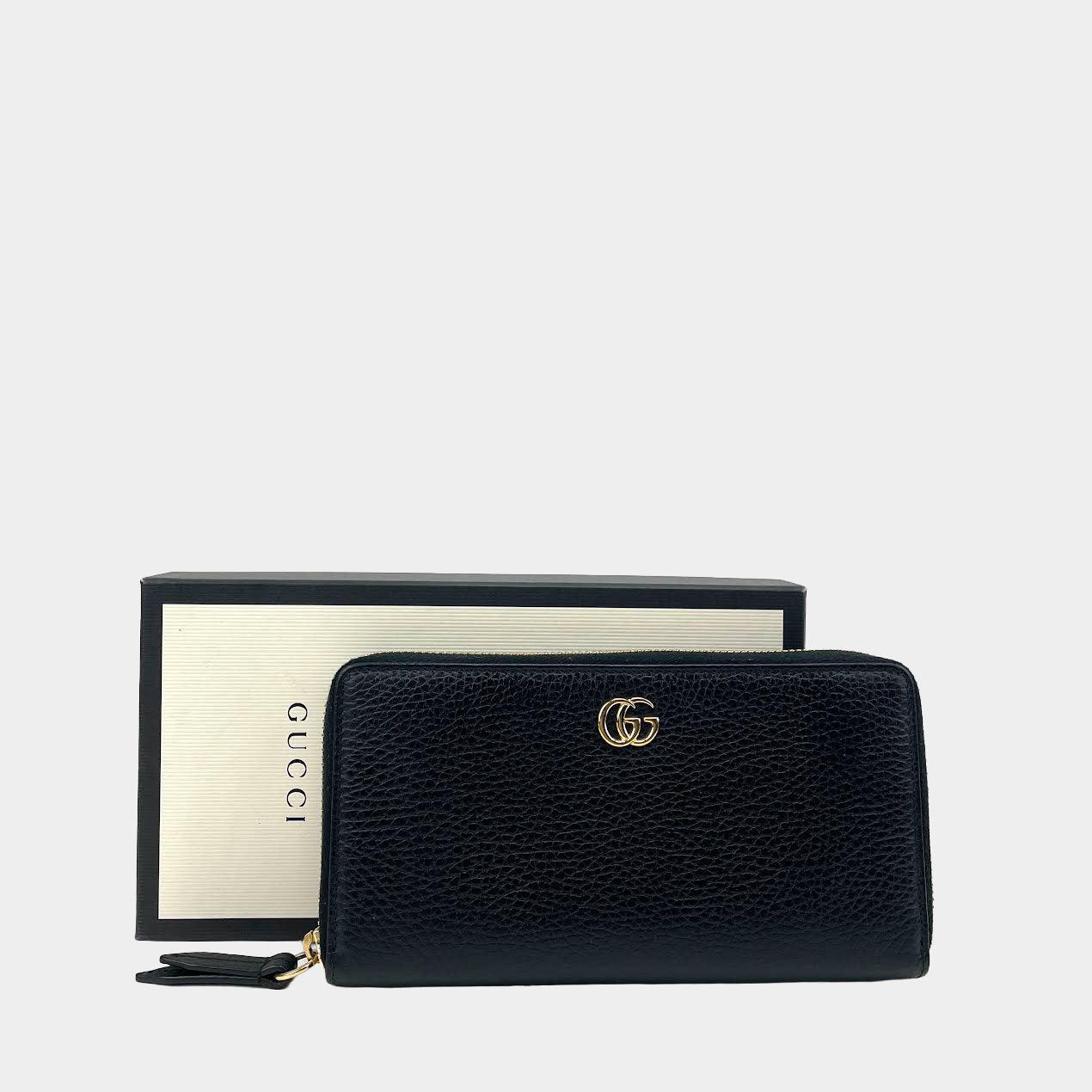 GUCCI GG Zip-Around Leather Wallet - Black