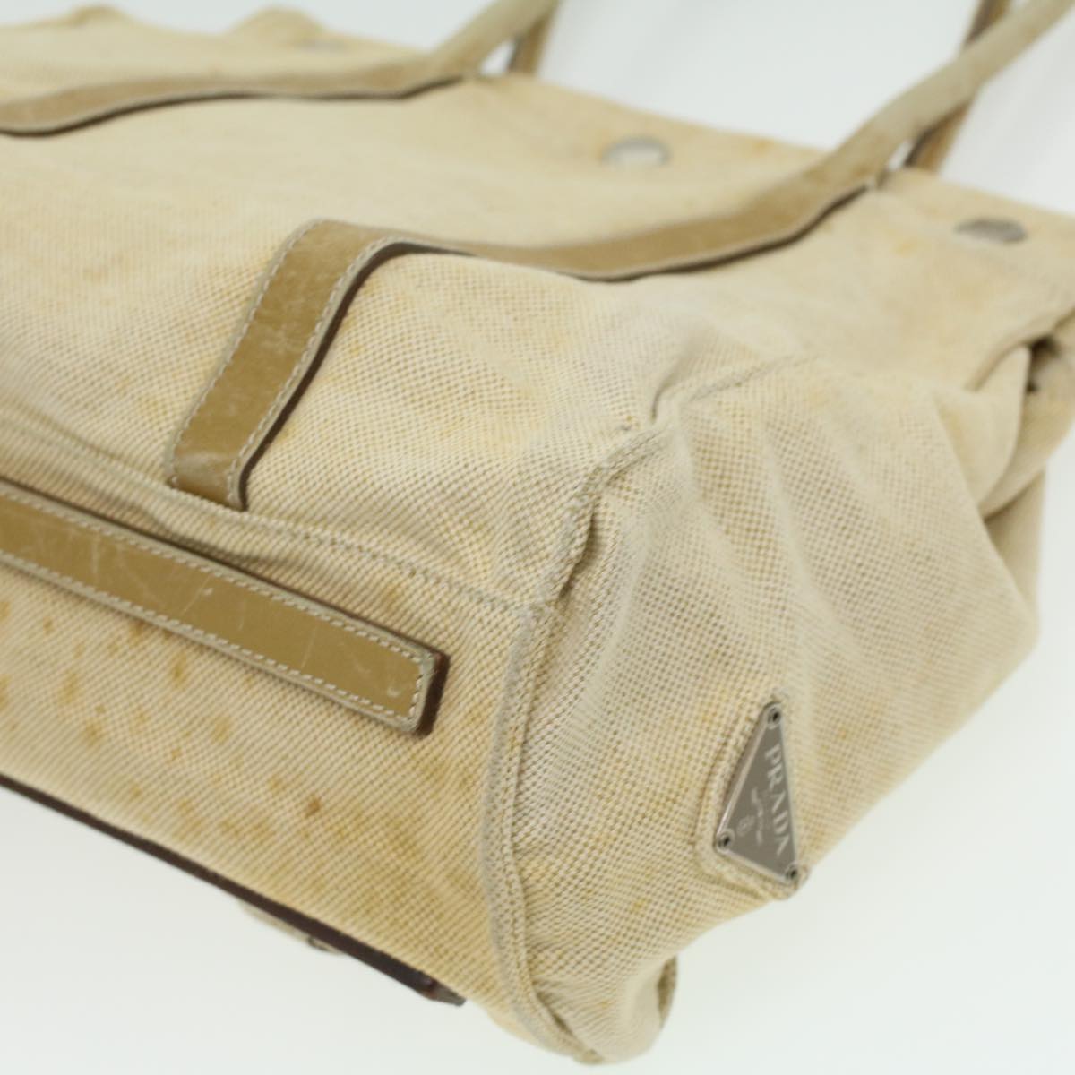 PRADA Shoulder Bag Canvas Beige  34395