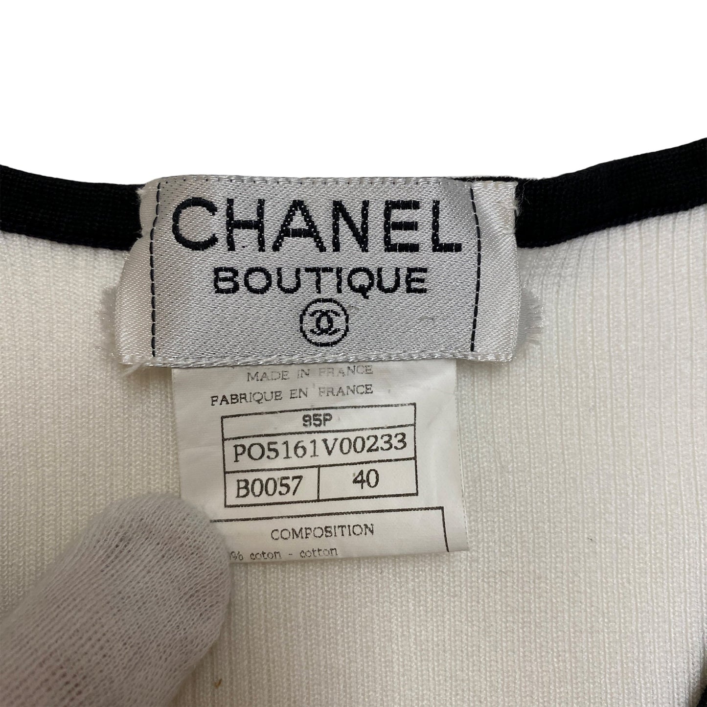 *CHANEL シャネル Tシャツ PO5161V00233 ニット リブ COCO ココボタン