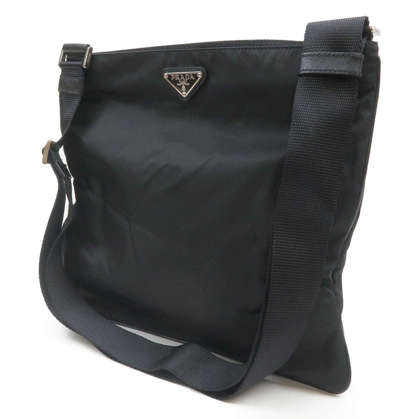 Prada Nylon Leather Shoulder Bag Purse NERO Black VA0340