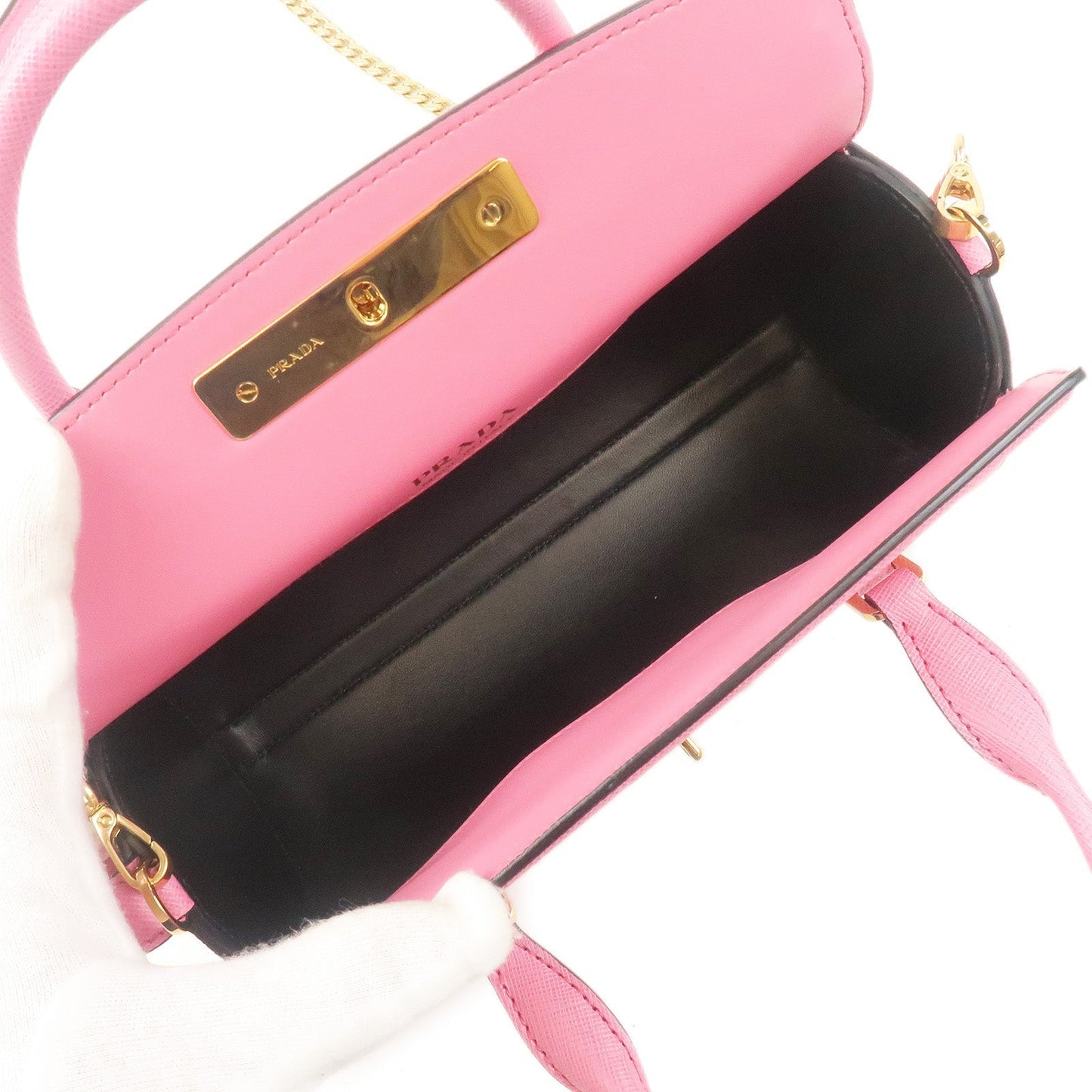 Prada Sybille Leather 2Way Chain Shoulder Bag Pink 1BA216