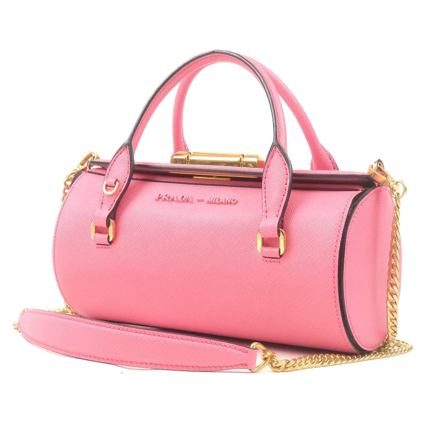 Prada Sybille Leather 2Way Chain Shoulder Bag Pink 1BA216