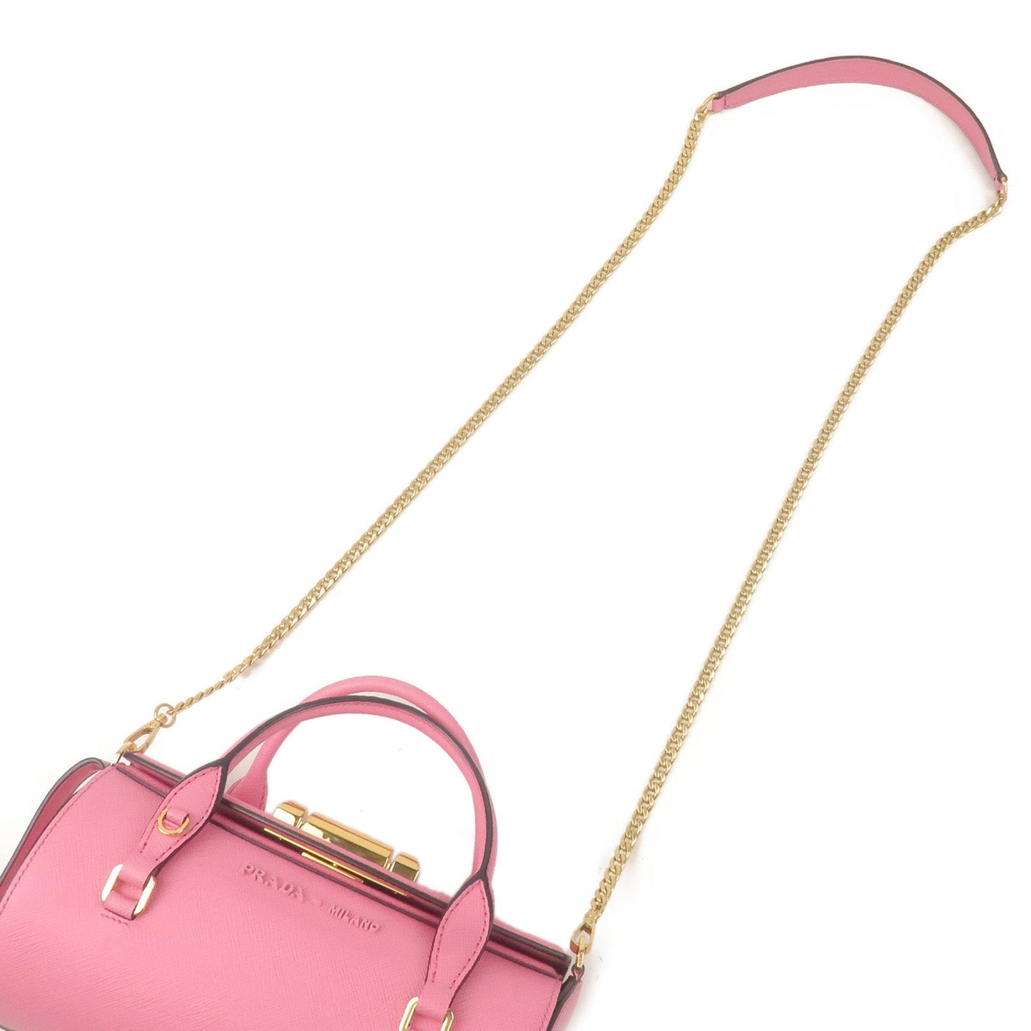 Prada Sybille Leather 2Way Chain Shoulder Bag Pink 1BA216