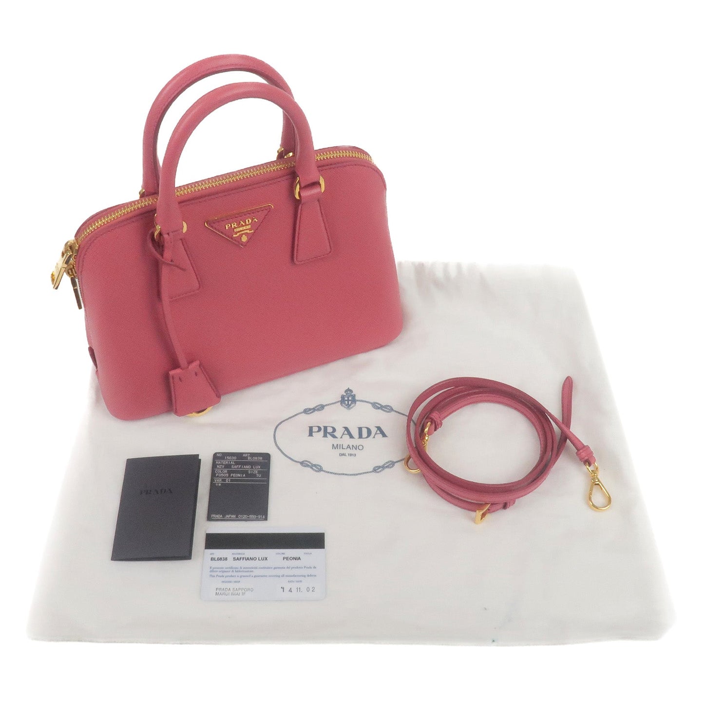 Prada Leather 2Way Hand Bag Shoulder Bag Pink BL0838