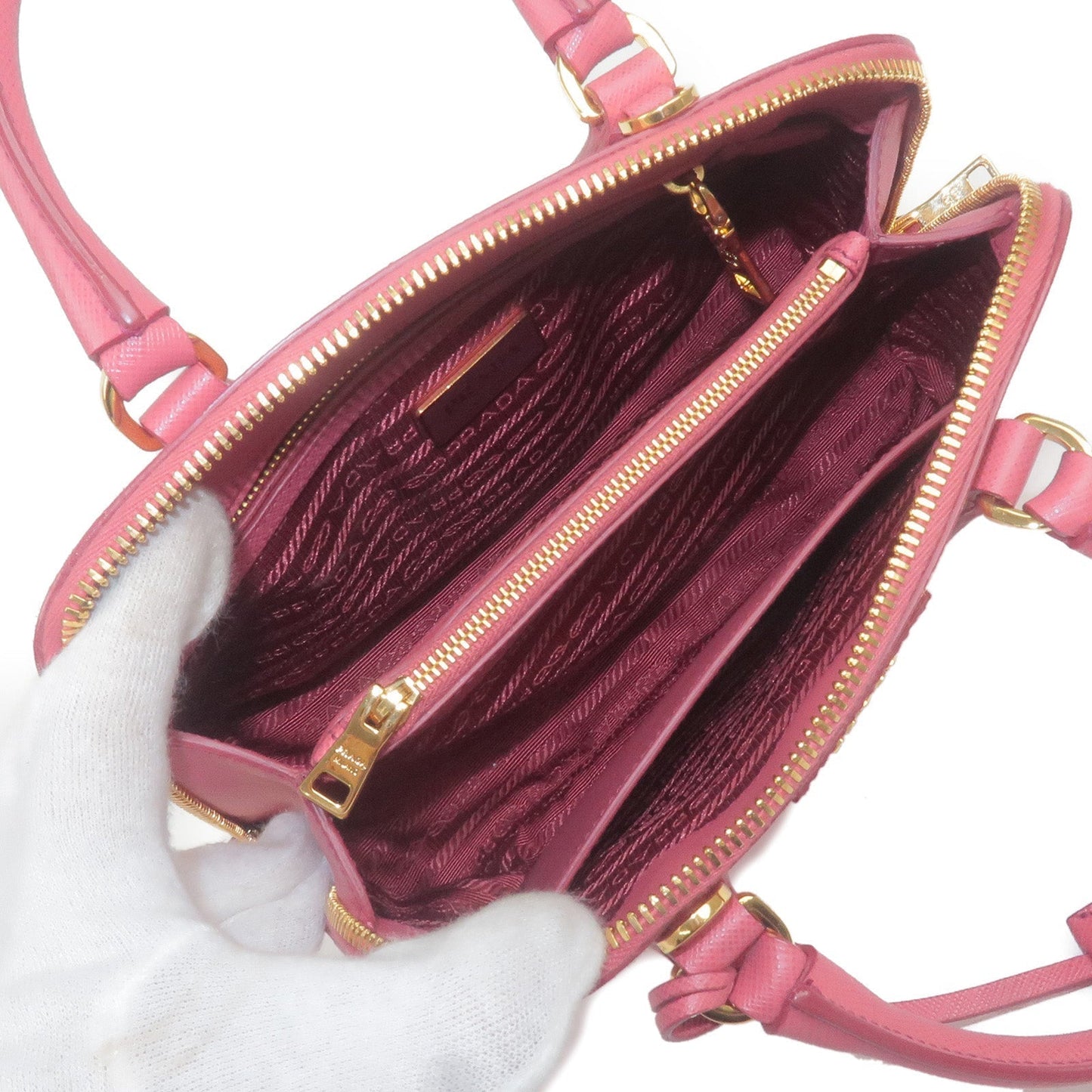 Prada Leather 2Way Hand Bag Shoulder Bag Pink BL0838