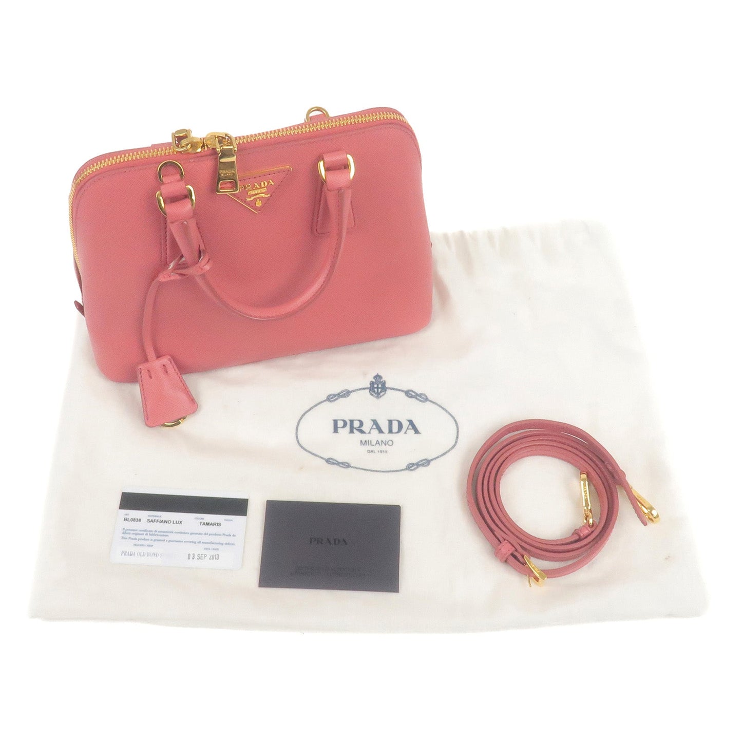 Prada Leather 2Way Hand Bag Shoulder Bag Pink BL0838