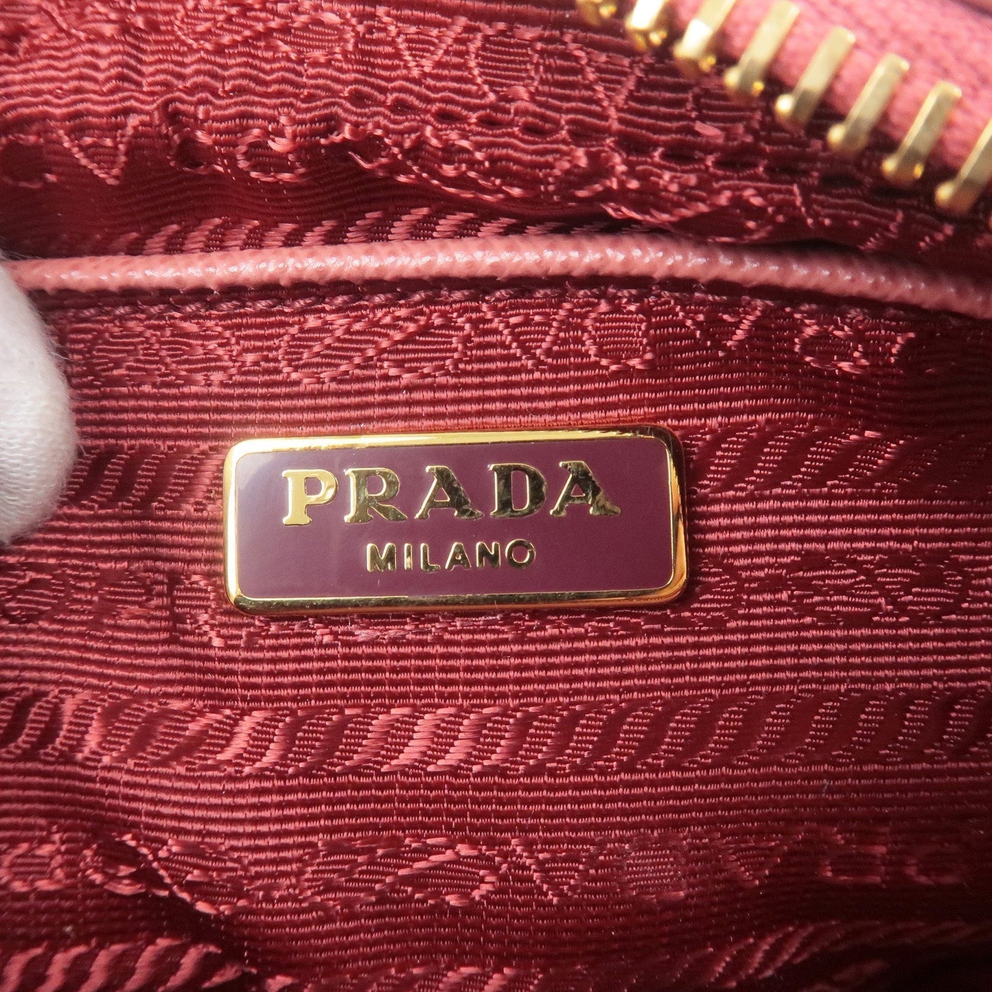 Prada Ribbon Leather Shoulder Bag Purse TAMARIS Pink 1NF674