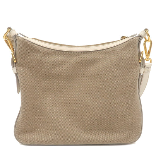 Prada Logo Jacquard Leather Shoulder Bag Beige Ivory BT0706