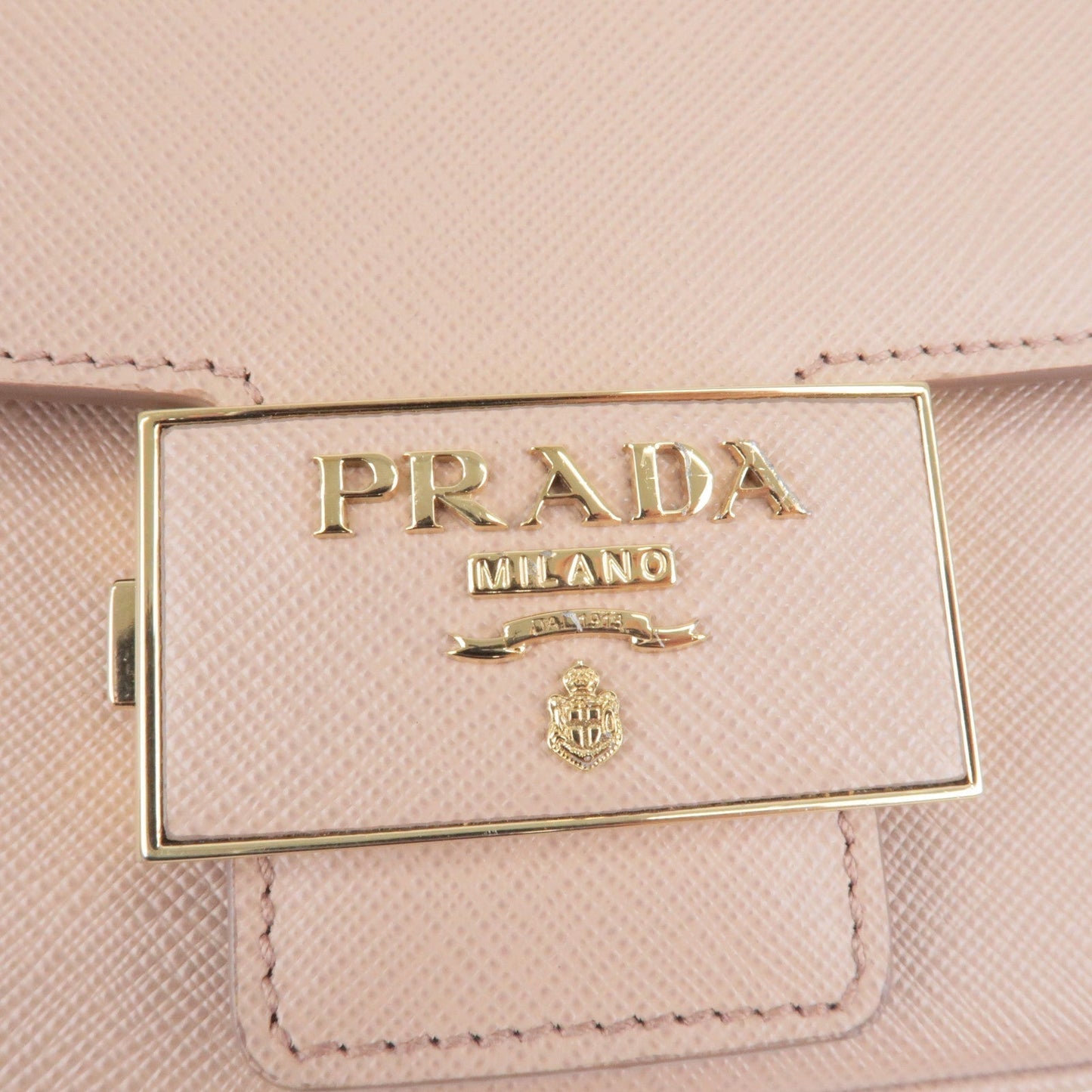 Prada Leather Emblem Shoulder Bag Purse 1BD217 PInk Beige 1BD217