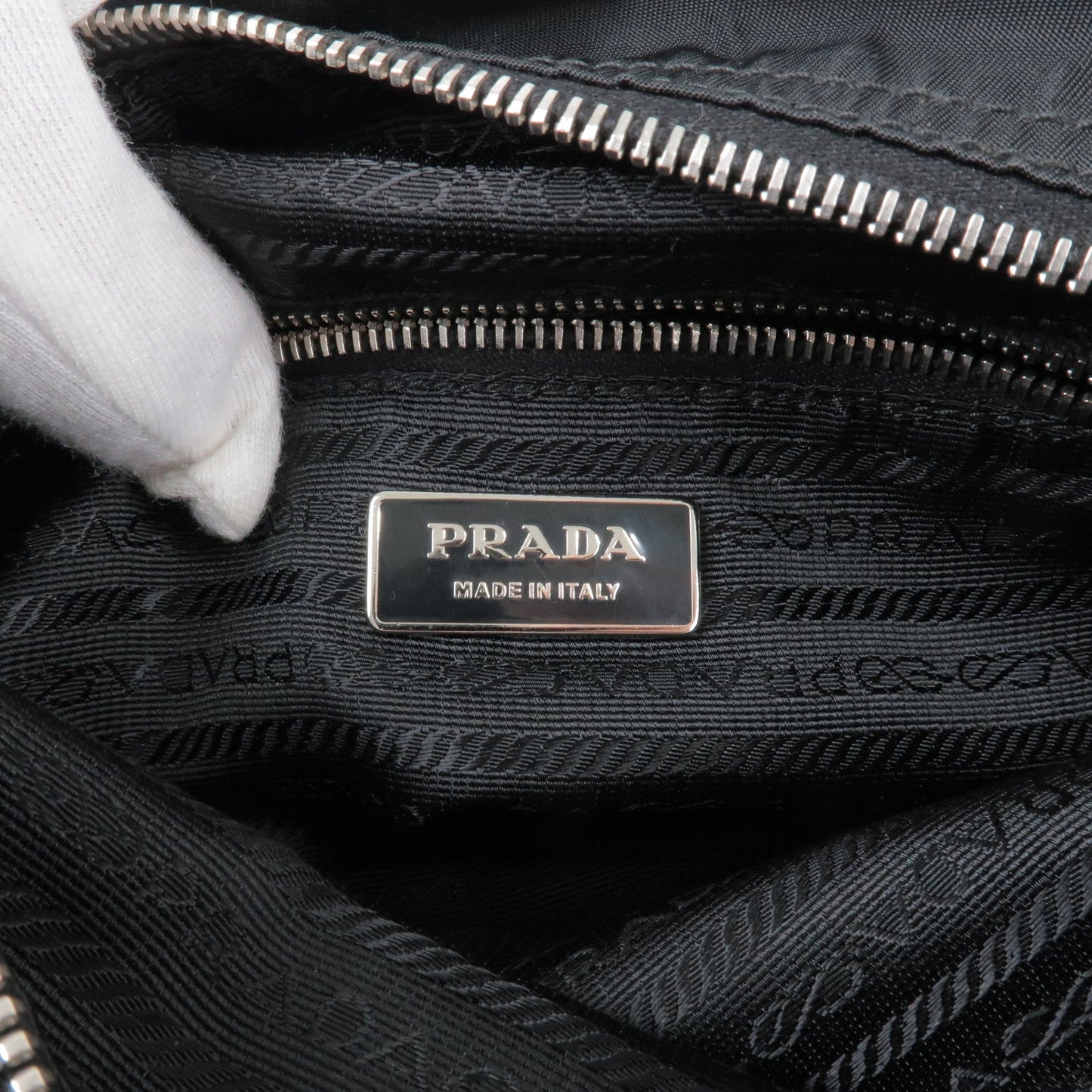 Prada Logo Nylon Leather Shoulder Bag NERO Black BT8994