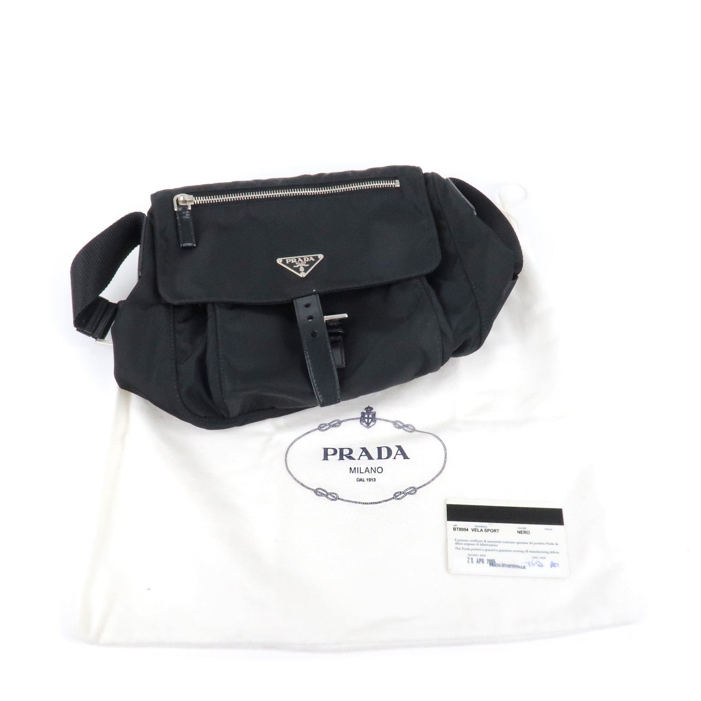 Prada Logo Nylon Leather Shoulder Bag NERO Black BT8994