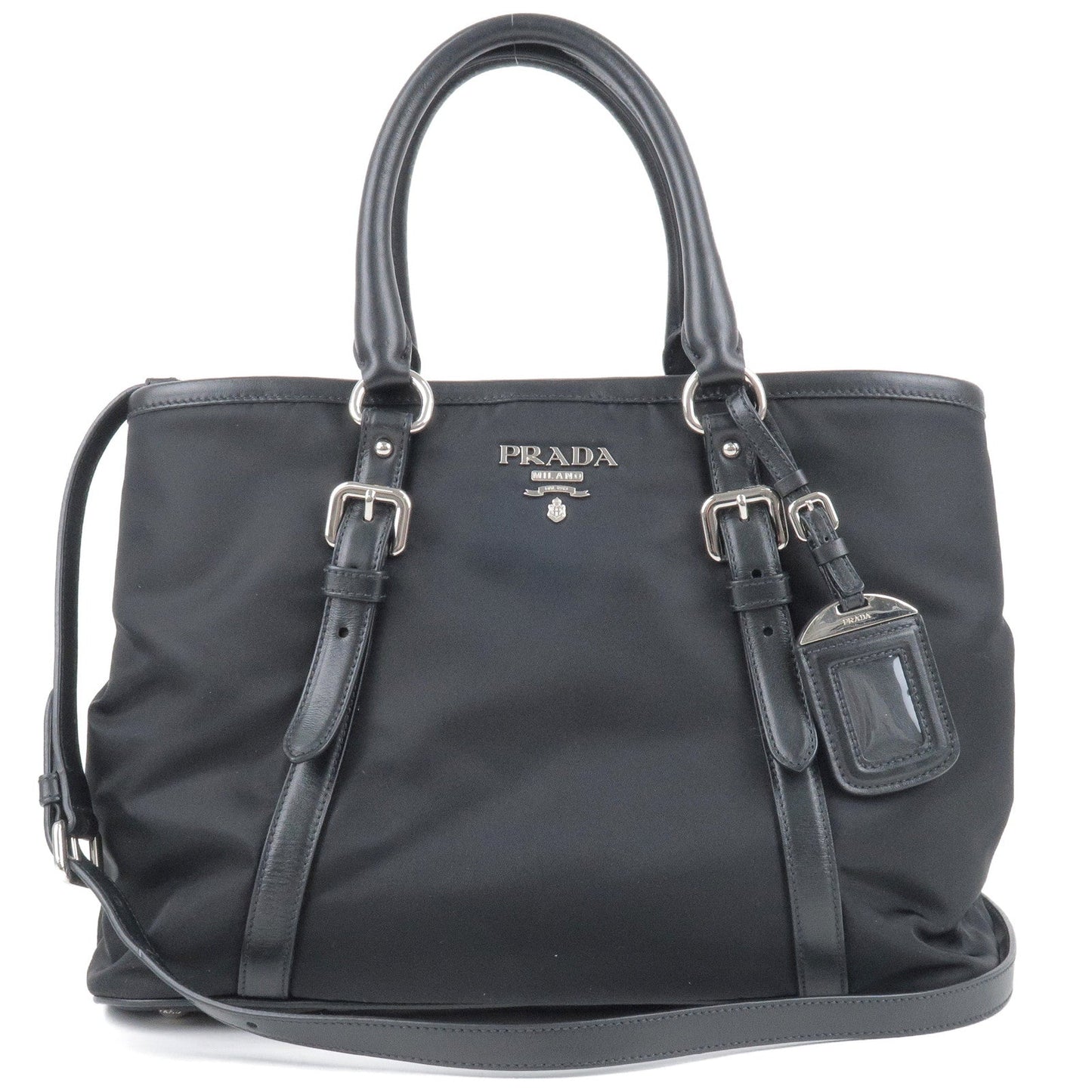 Prada Nylon Leather 2Way Hand Bag Shoulder Bag NERO Black 1BA832