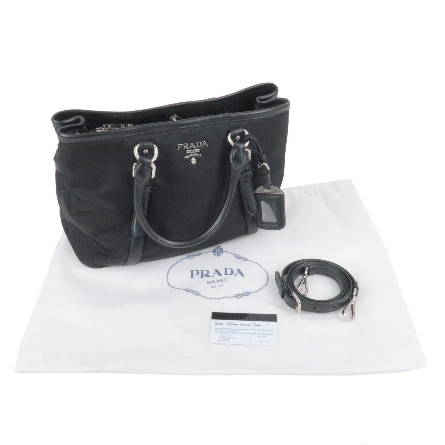 Prada Nylon Leather 2Way Hand Bag Shoulder Bag NERO Black 1BA832