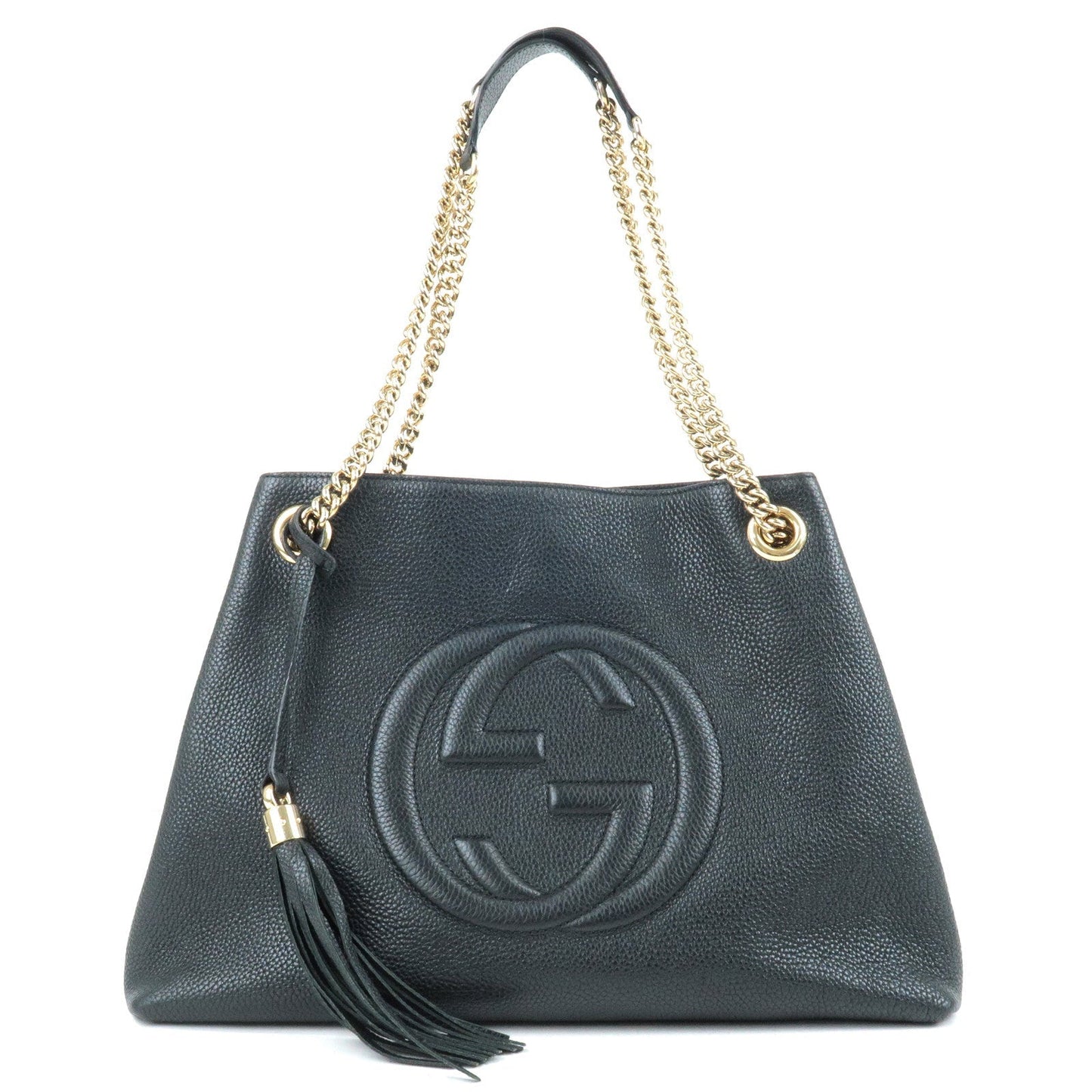 GUCCI SOHO Logo Leather Chain Shoulder Bag Tote Bag Black 536196