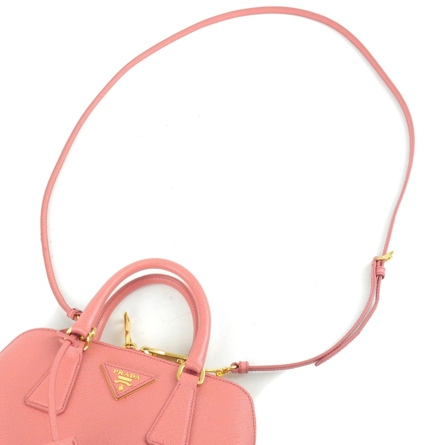 Prada Leather Promenade 2 Way Shoulder Bag Pink BL0838