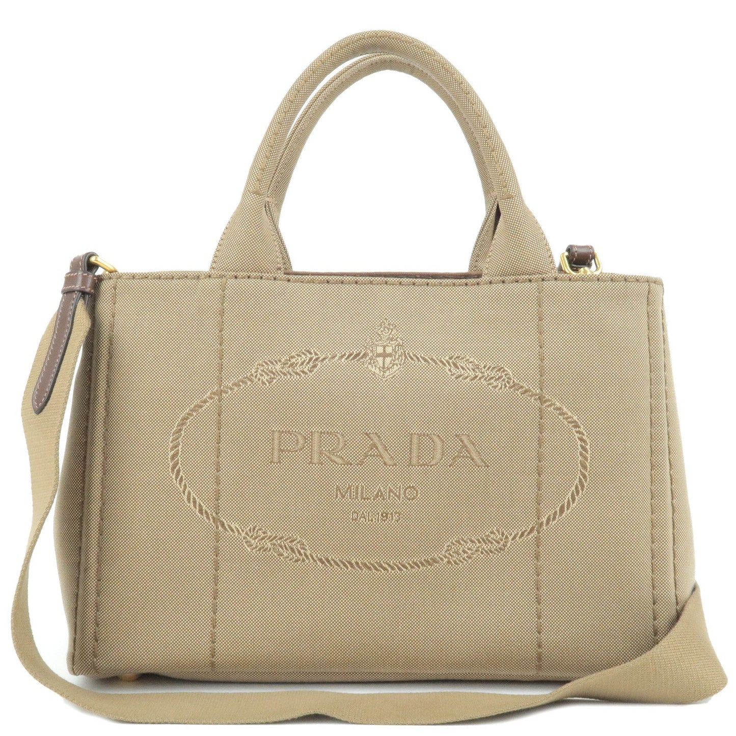 Prada Canapa Mini Canvas 2Way Bag Shoulder Bag Beige 1BG439