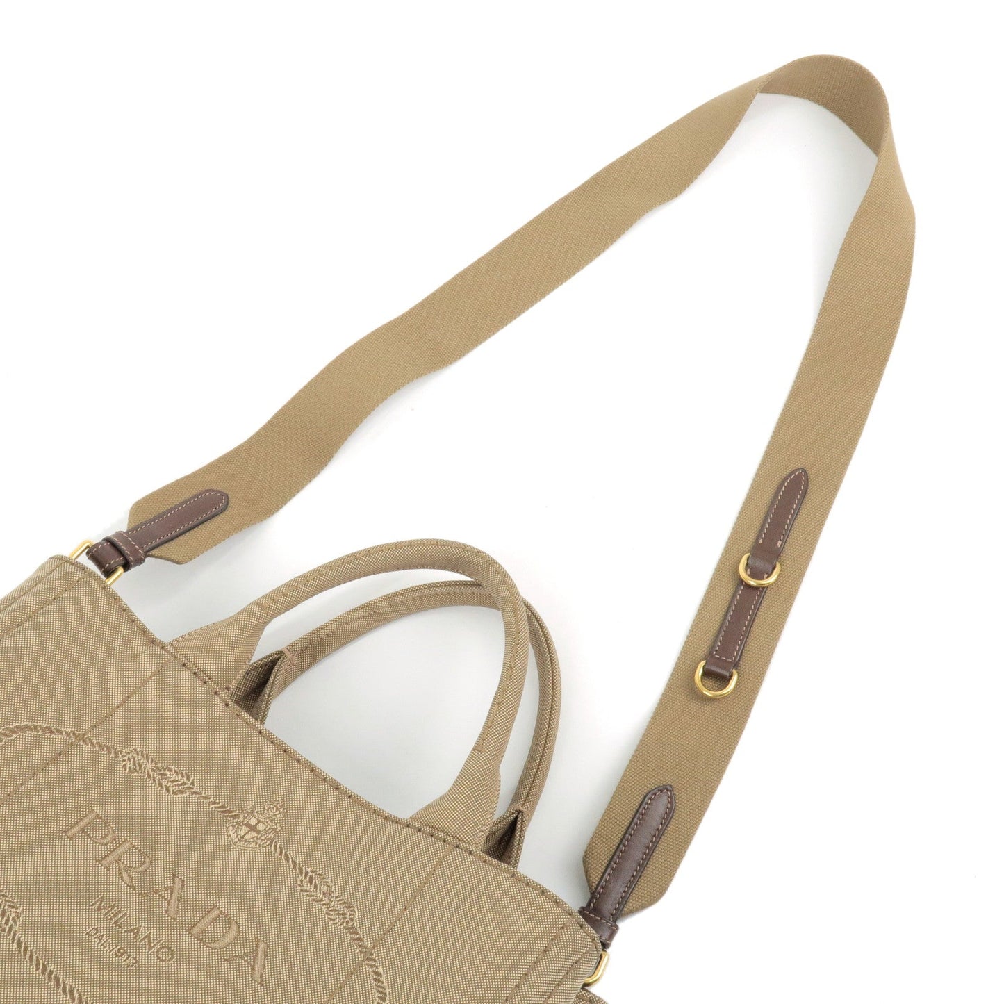 Prada Canapa Mini Canvas 2Way Bag Shoulder Bag Beige 1BG439