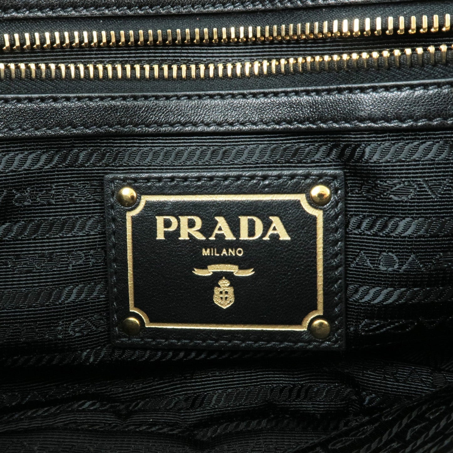 Prada Logo Nylon Leather 2Way Bag Hand Bag Black NERO BN1407