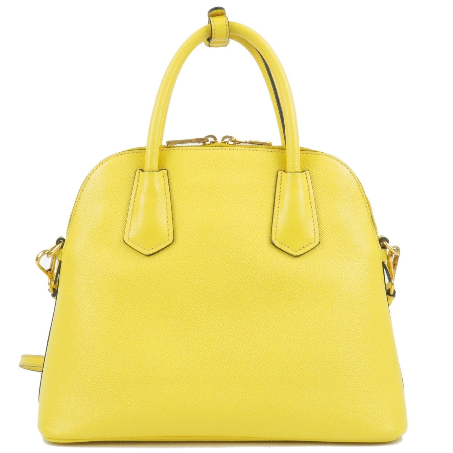 Prada Leather 2Way Hand Bag Shoulder Bag Yellow BL0907