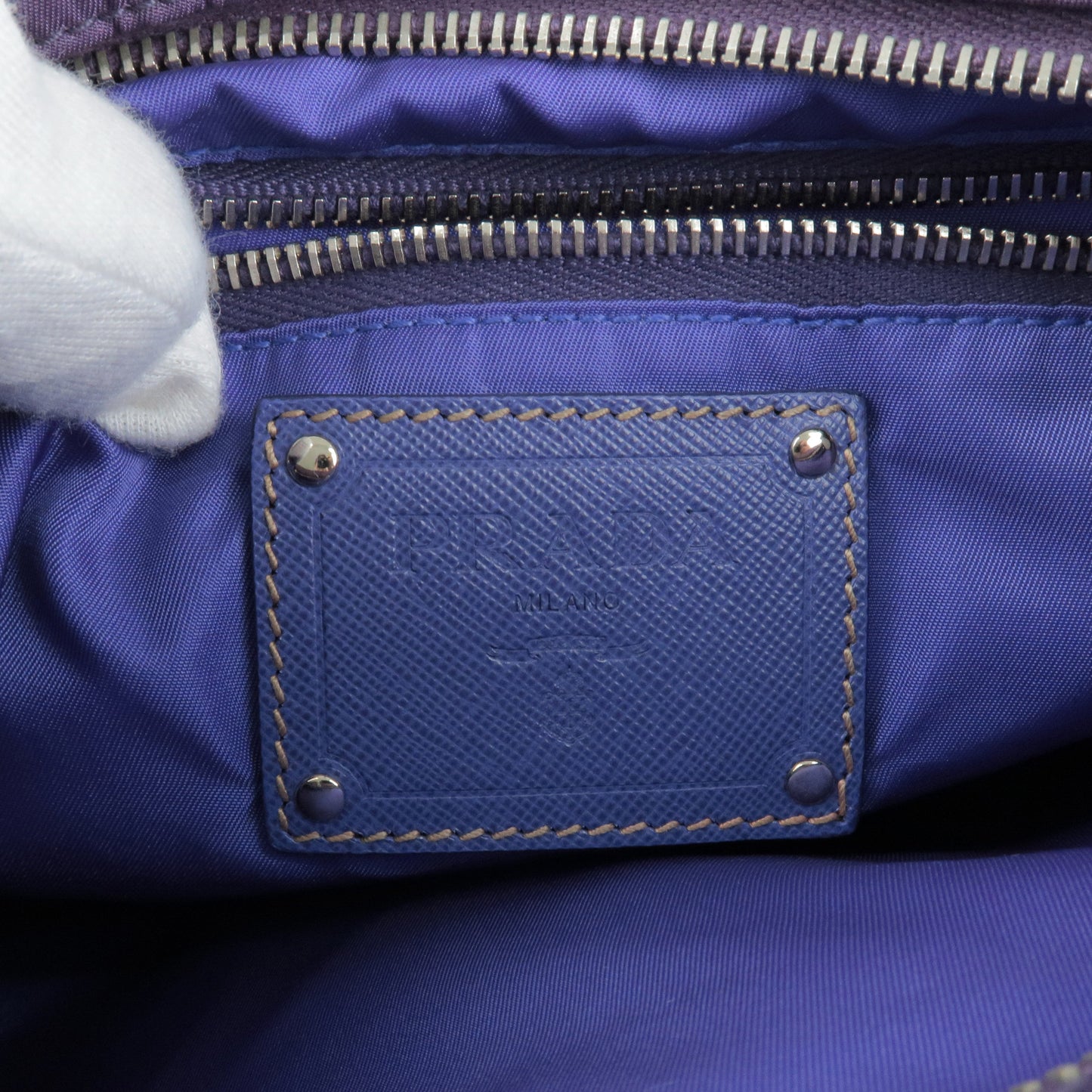 Prada Logo Nylon Leather Shoulder Bag VIOLA Purple BT0693