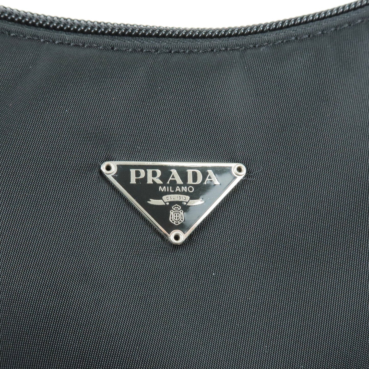 Prada Logo Nylon Cosmetic Pouch Hand Bag Clutch Bag NERO Black