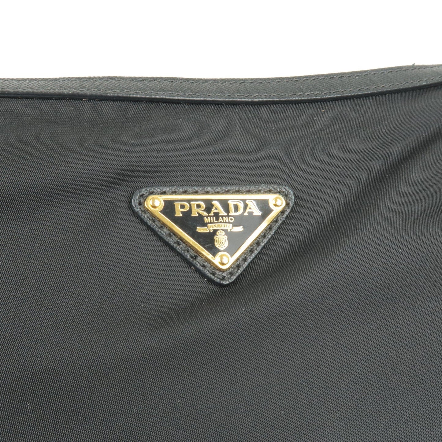 Prada Nylon Leather Shoulder Bag Purse NERO Black BT0706