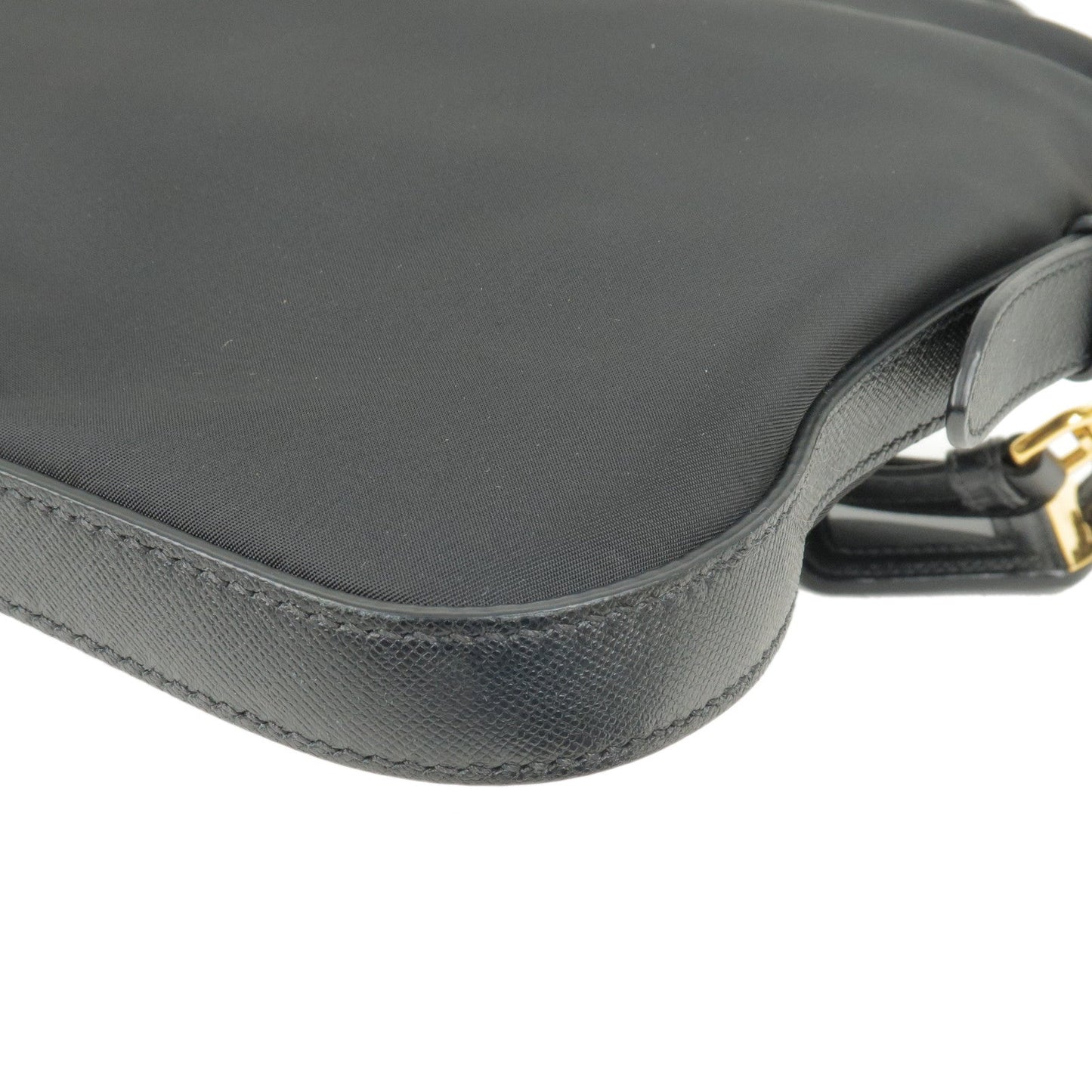 Prada Nylon Leather Shoulder Bag Purse NERO Black BT0706