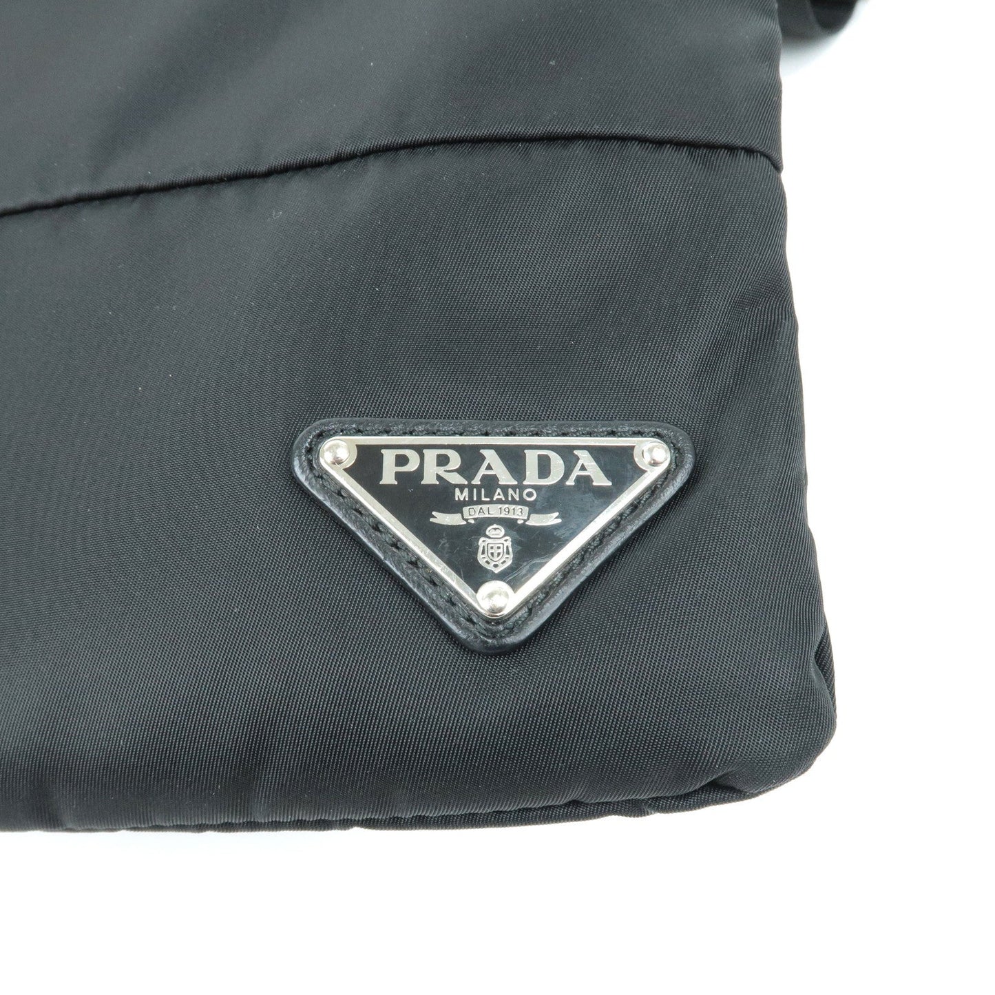 Prada Logo Nylon Leather Shoulder Bag NERO Black BT0741