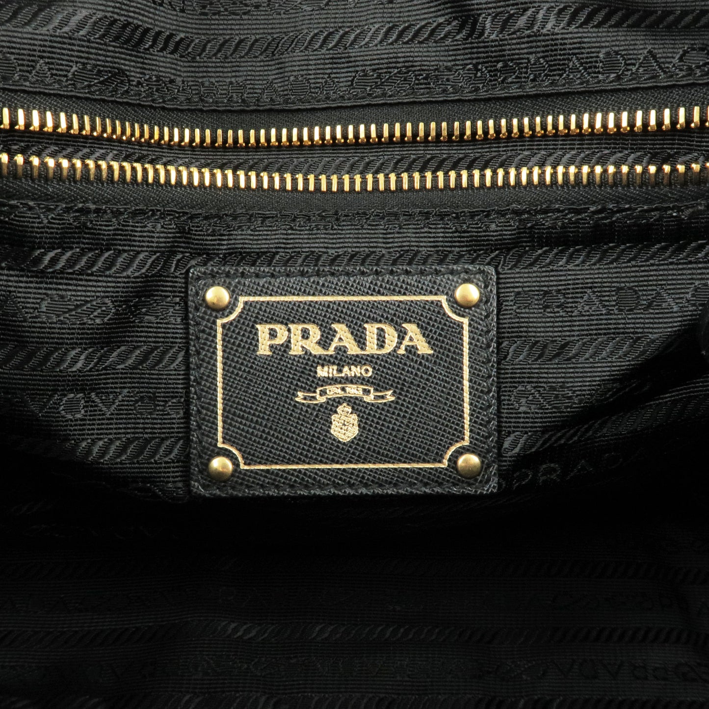 Prada Logo Nylon Leather 2Way Bag Hand Bag Black NERO BN1407